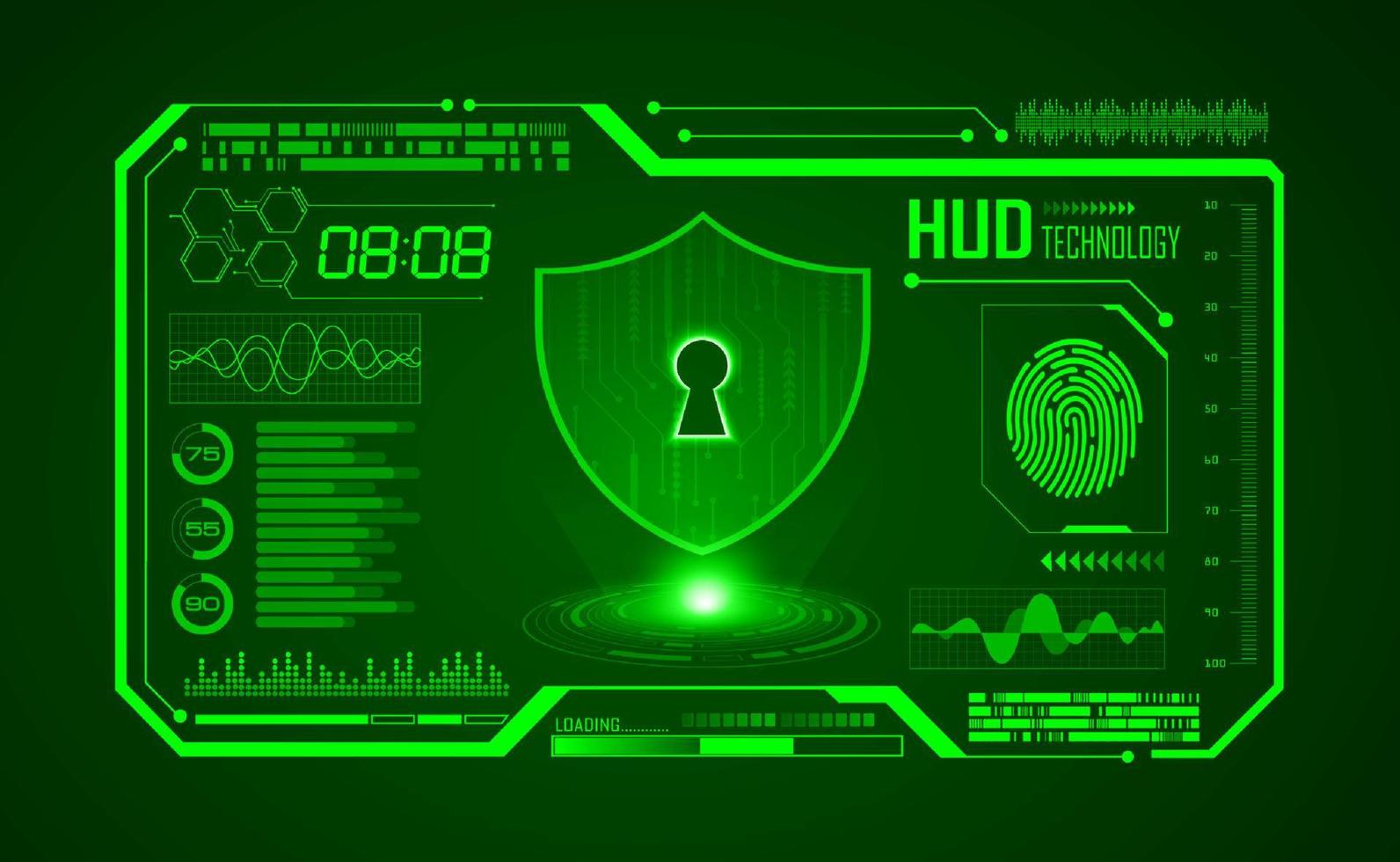 Modern HUD Technology Screen Background with lock vector