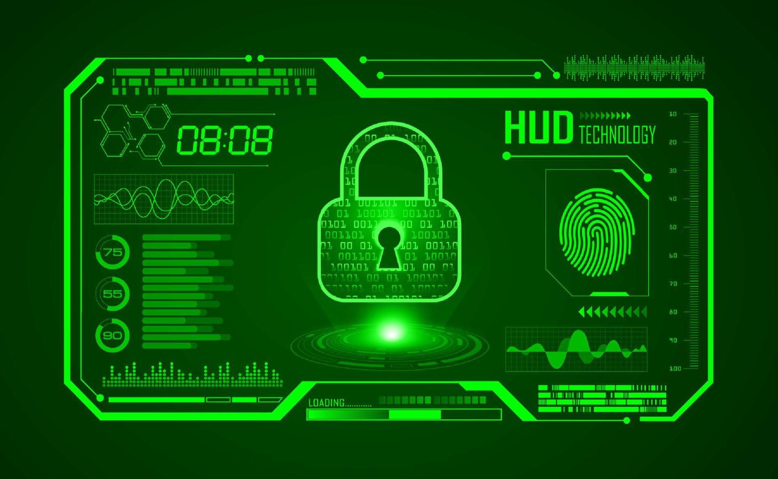 Modern HUD Technology Screen Background with lock vector