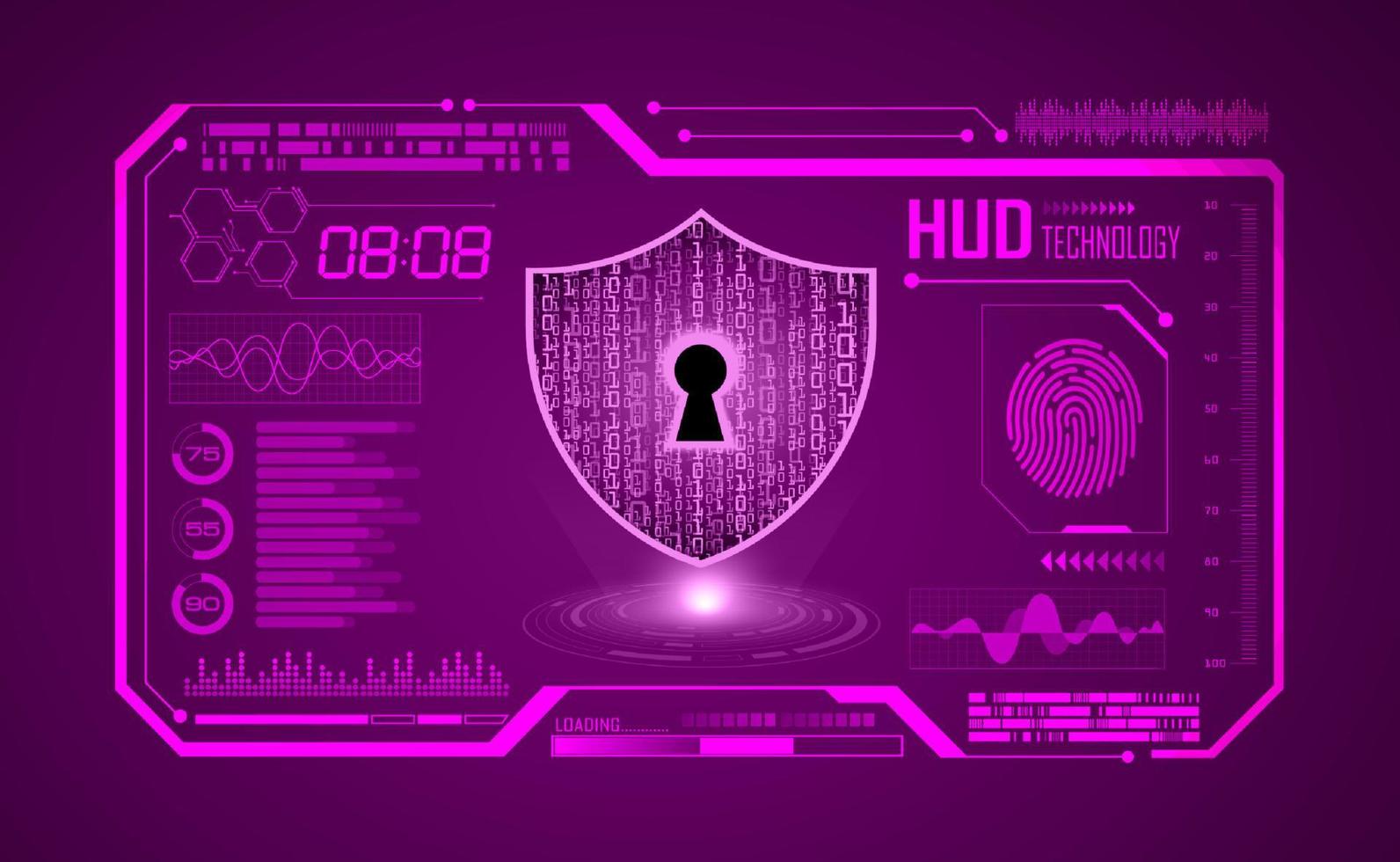 Modern HUD Technology Screen Background with lock vector