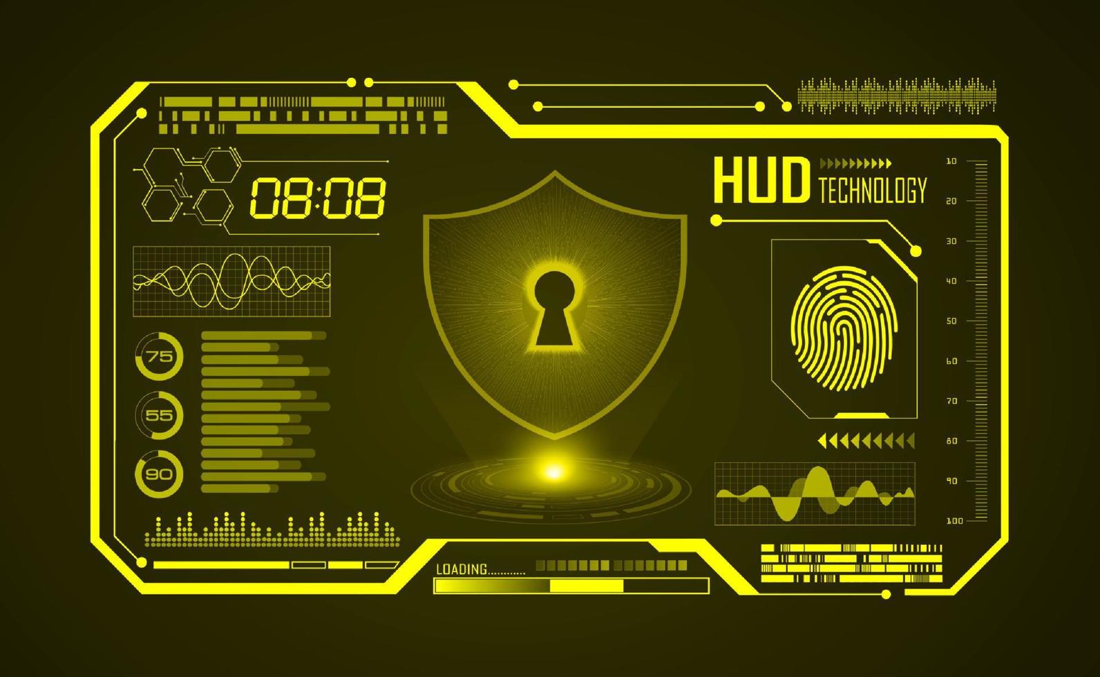 fondo de pantalla de tecnología hud moderna con bloqueo vector