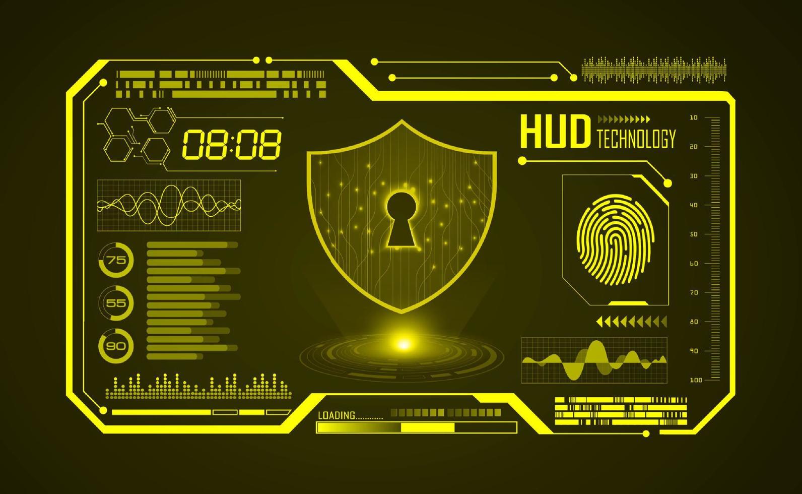 Modern HUD Technology Screen Background with lock vector