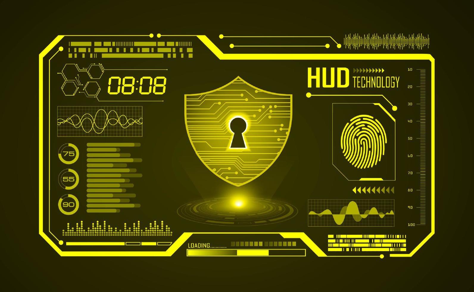 Modern HUD Technology Screen Background with lock vector