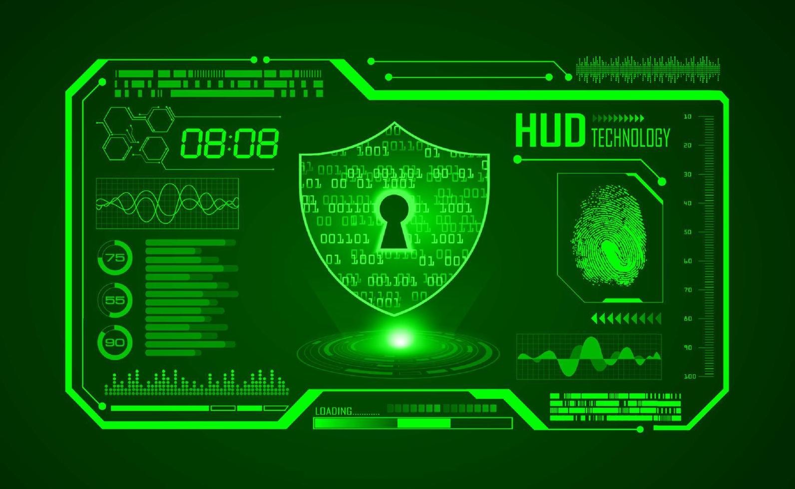 Modern HUD Technology Screen Background with lock vector