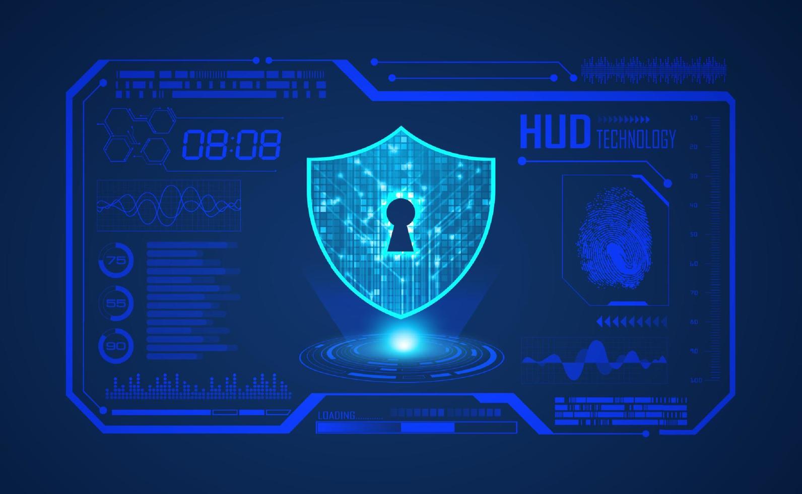 Modern HUD Technology Screen Background with lock vector