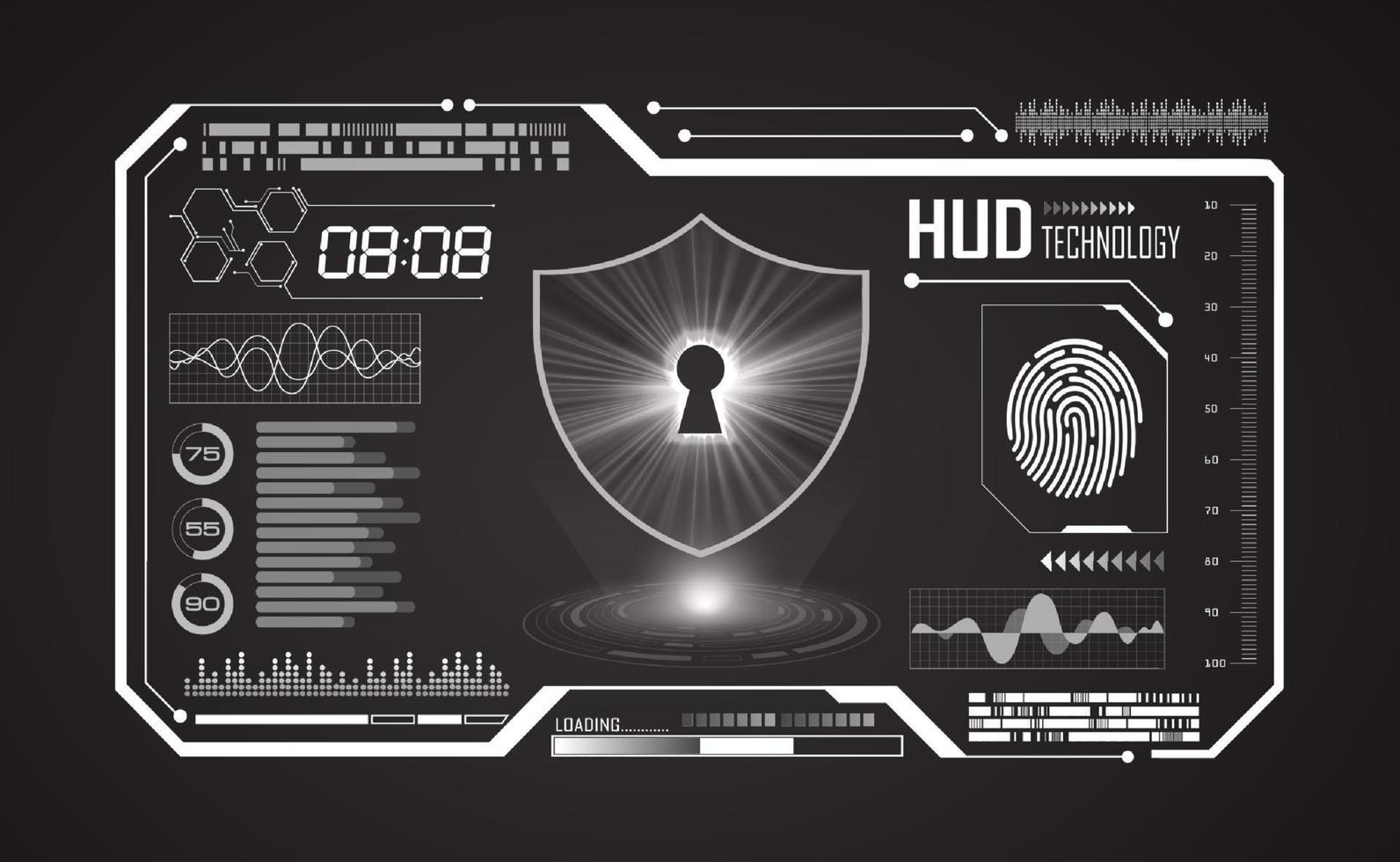 Modern HUD Technology Screen Background with lock vector
