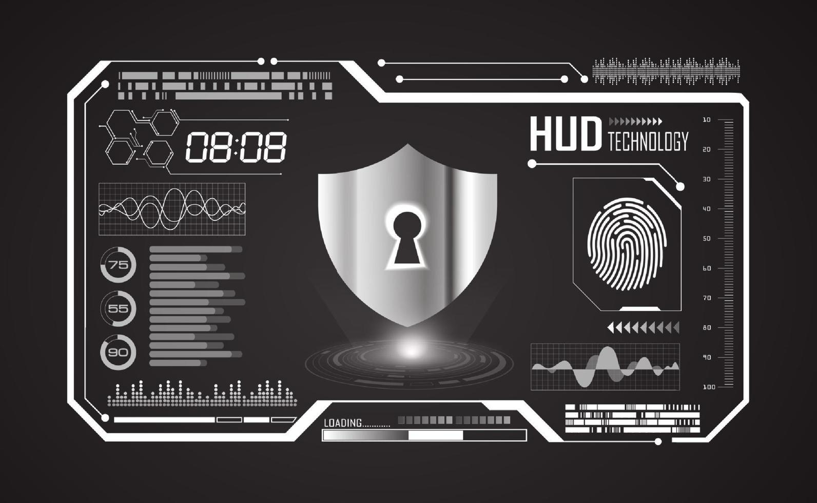 Modern HUD Technology Screen Background with lock vector
