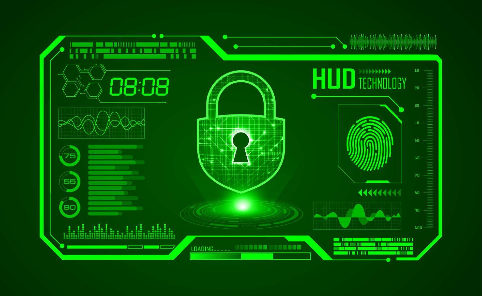 Modern HUD Technology Screen Background with lock vector