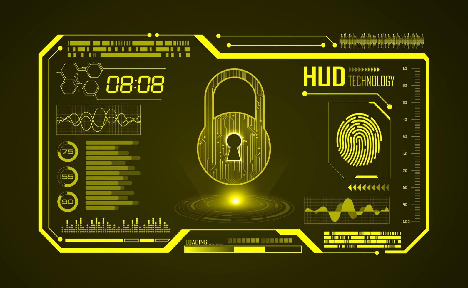 Modern HUD Technology Screen Background with lock vector