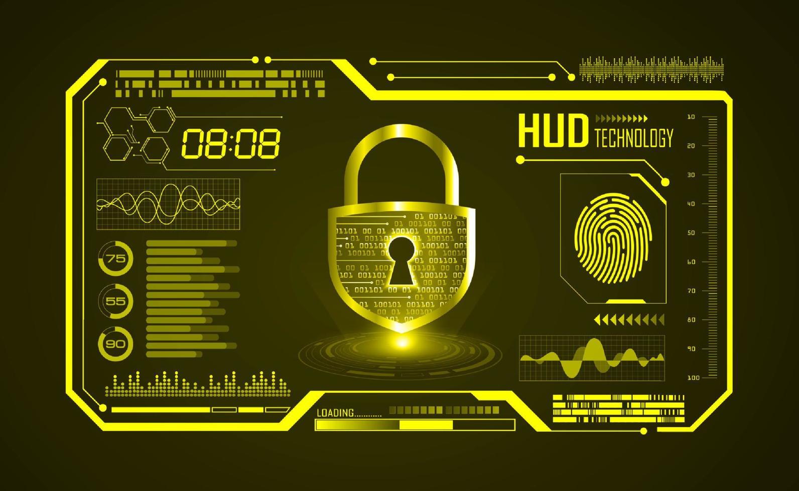 Modern HUD Technology Screen Background with lock vector