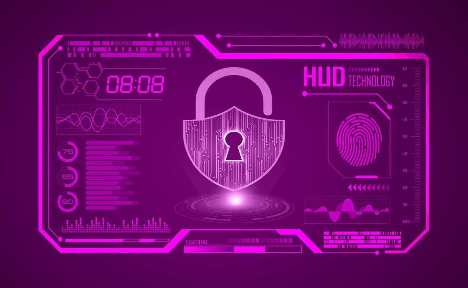 Modern HUD Technology Screen Background with lock vector