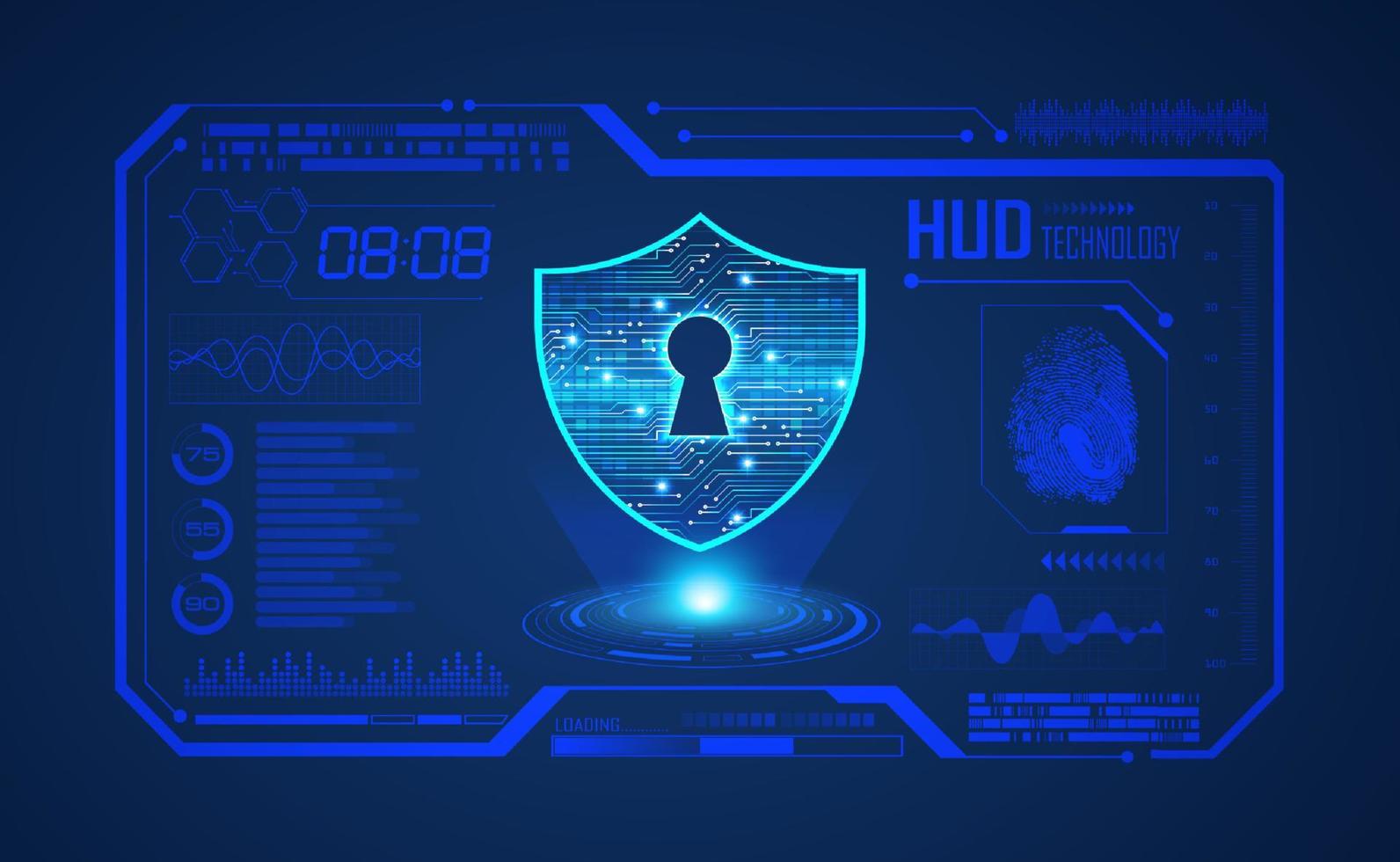 Modern HUD Technology Screen Background with lock vector