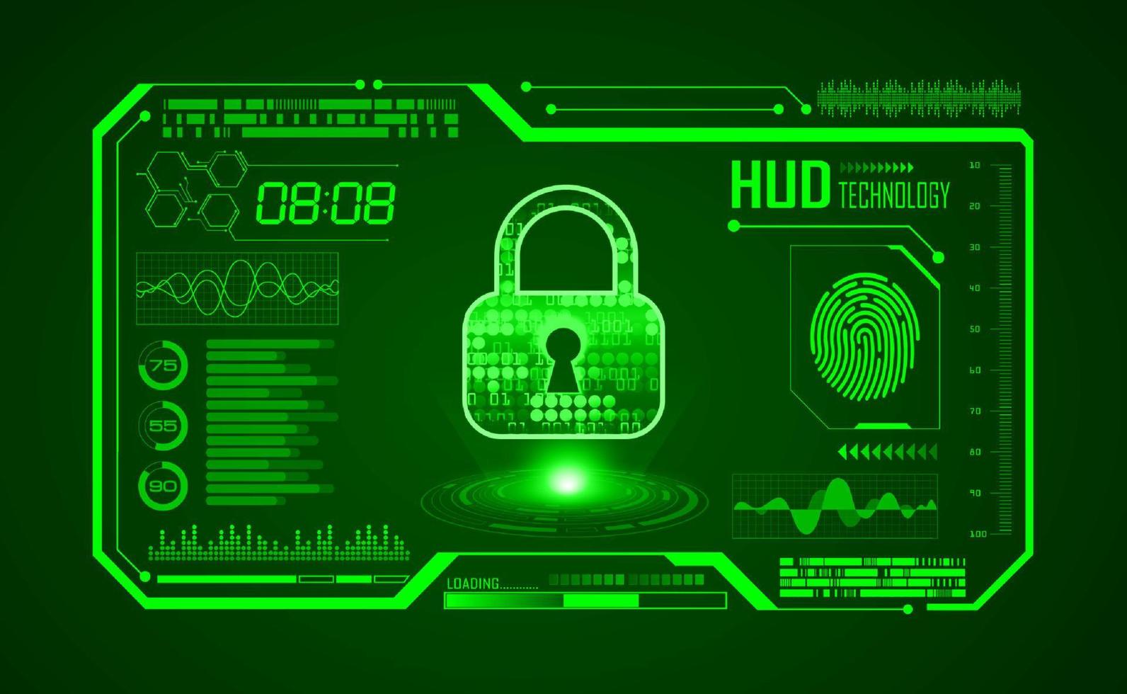 Modern HUD Technology Screen Background with lock vector