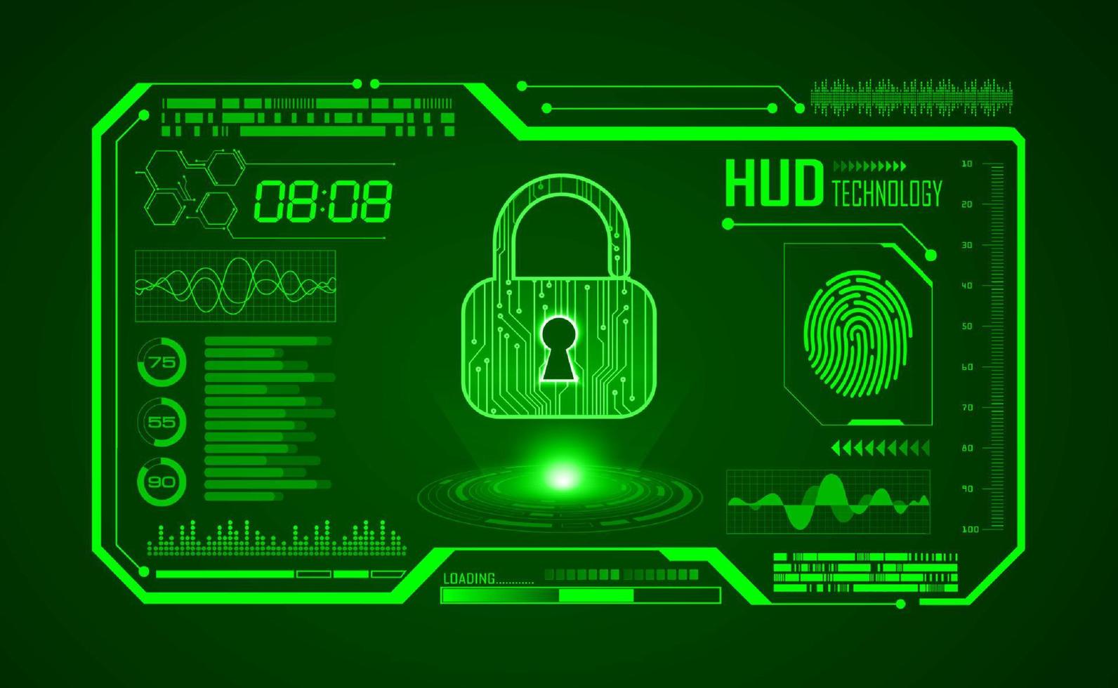Modern HUD Technology Screen Background with lock vector
