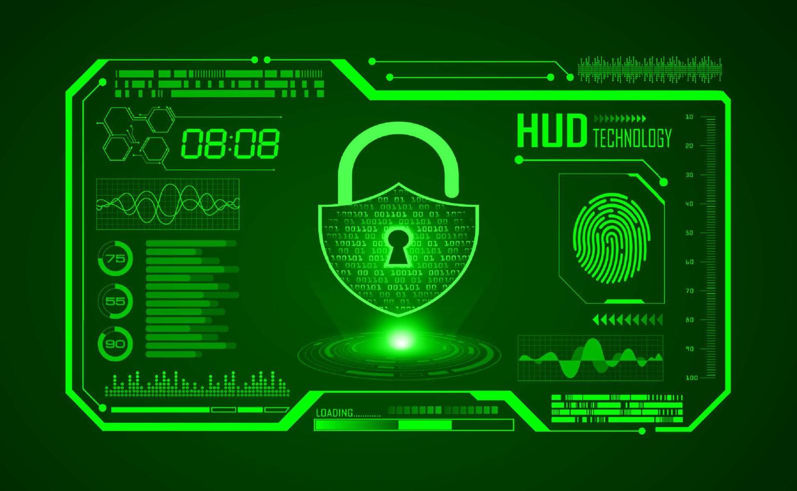 Modern HUD Technology Screen Background with lock vector