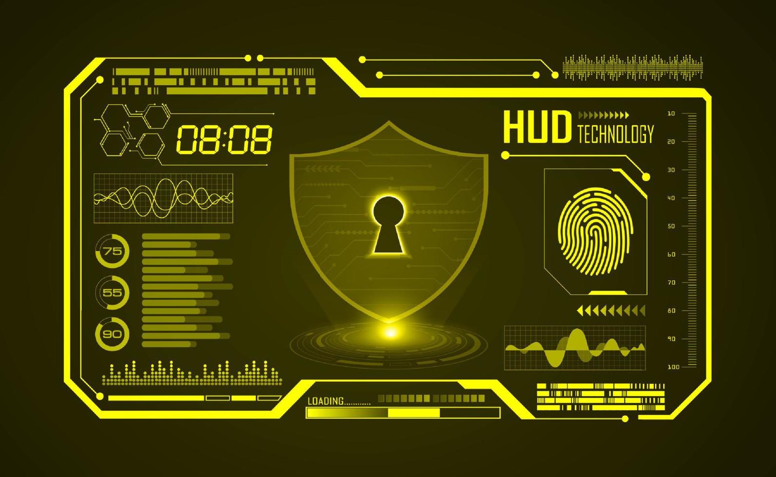 Modern HUD Technology Screen Background with lock vector
