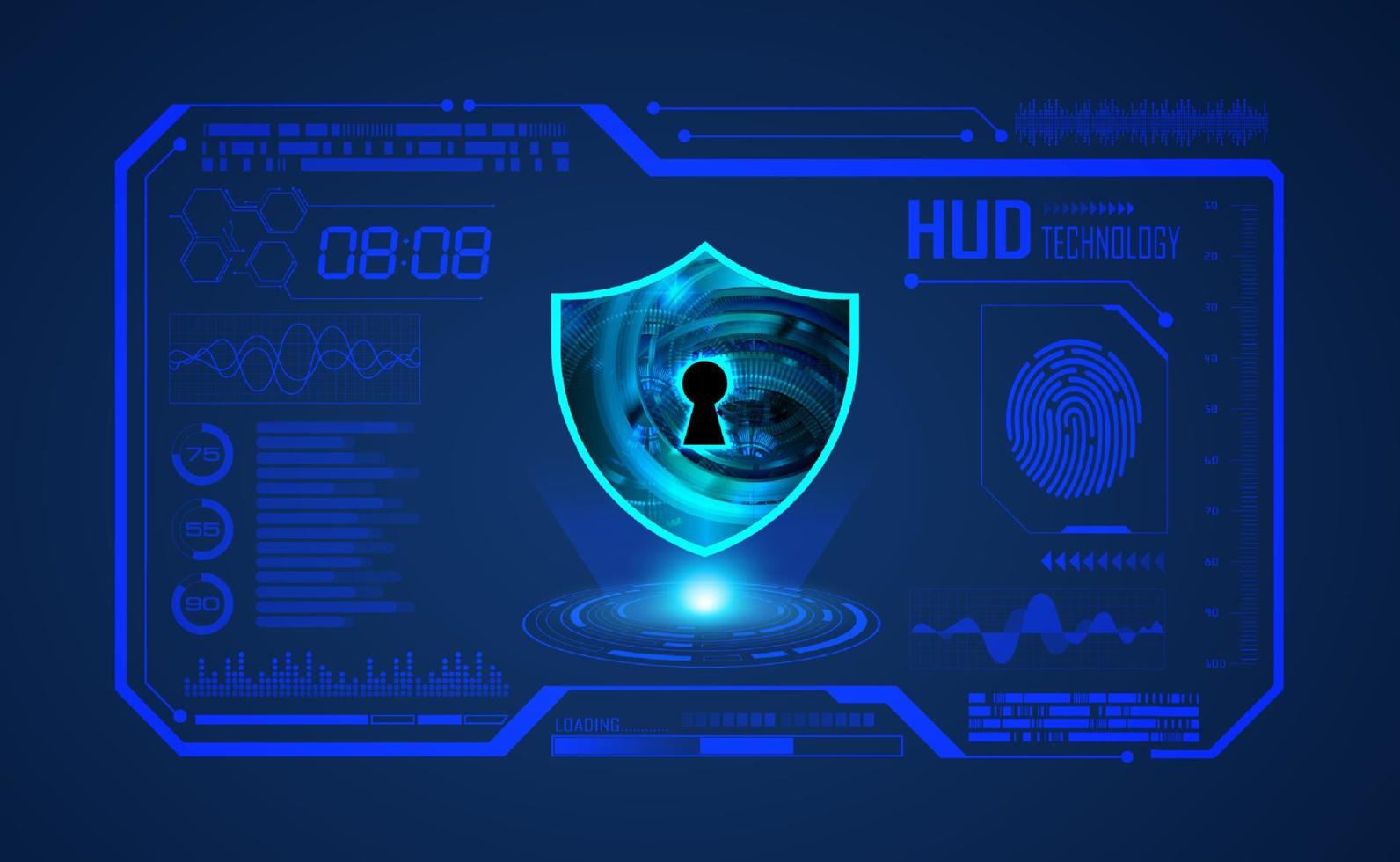 Modern HUD Technology Screen Background with lock vector