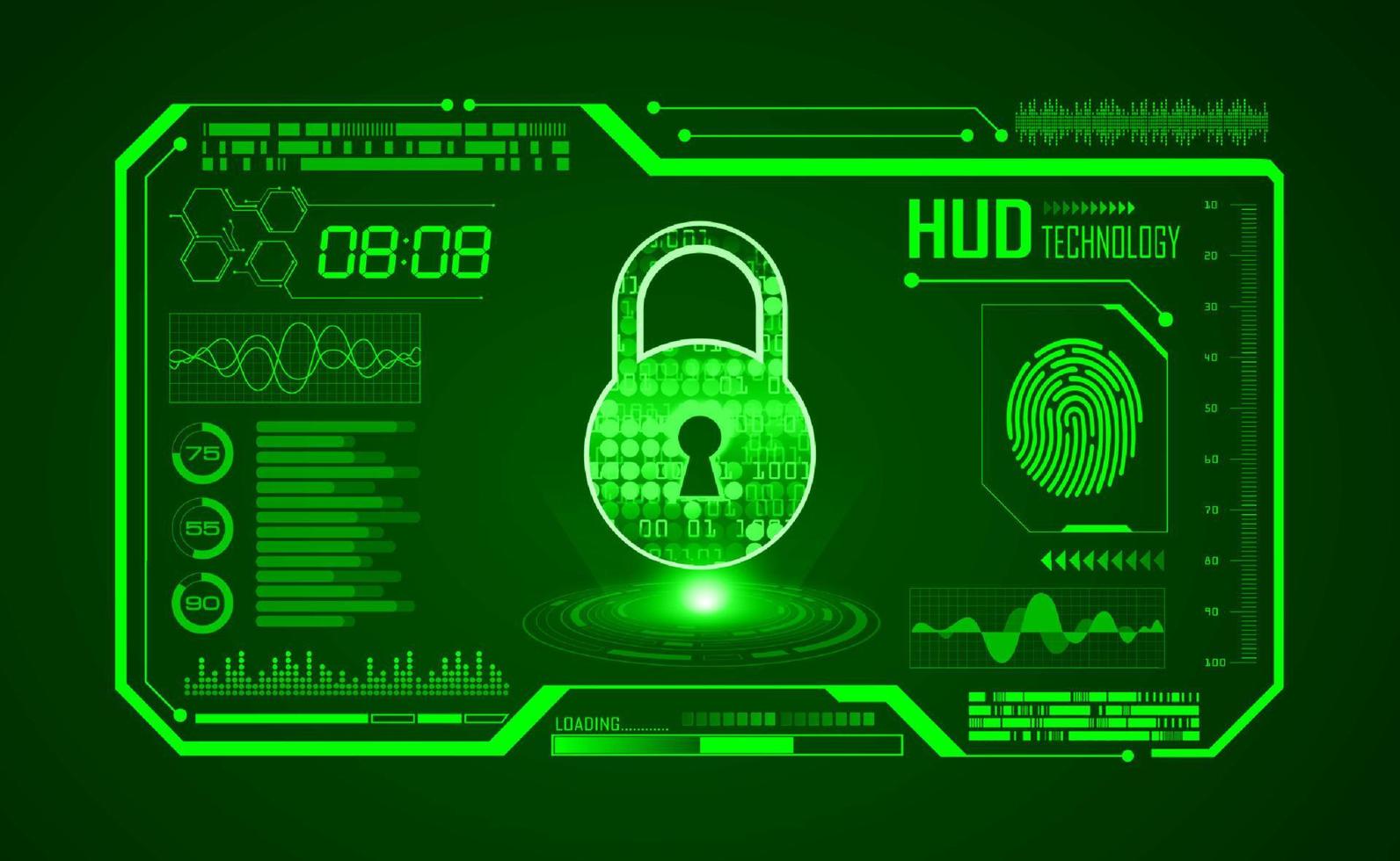 Modern HUD Technology Screen Background with lock vector