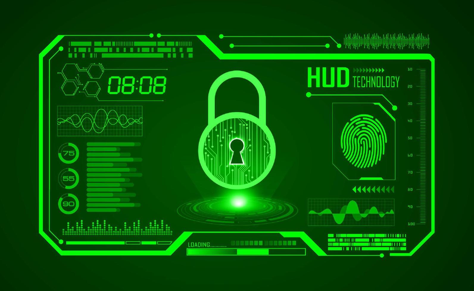 Modern HUD Technology Screen Background with lock vector