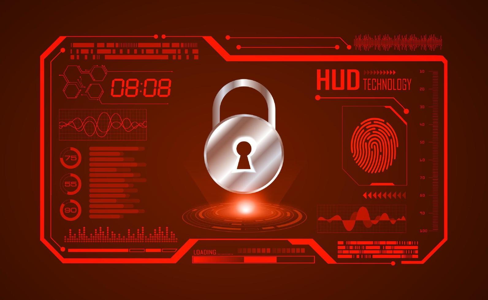 Modern HUD Technology Screen Background with lock vector
