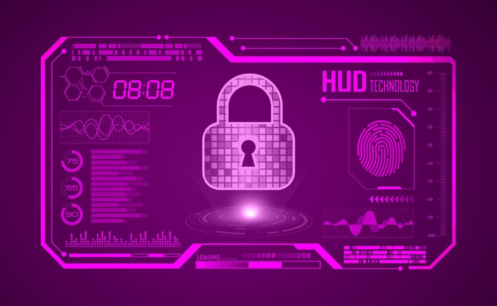 Modern HUD Technology Screen Background with lock vector