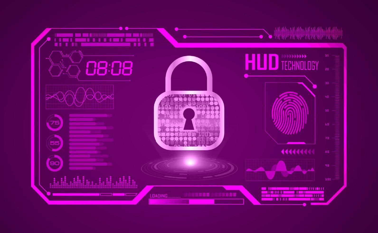 Modern HUD Technology Screen Background with lock vector