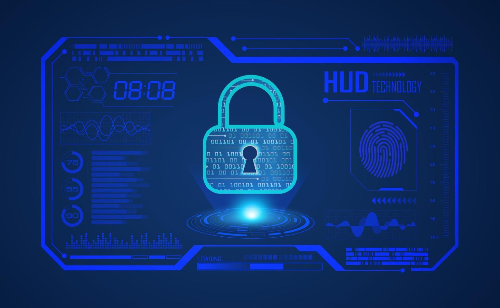 Modern HUD Technology Screen Background with lock vector