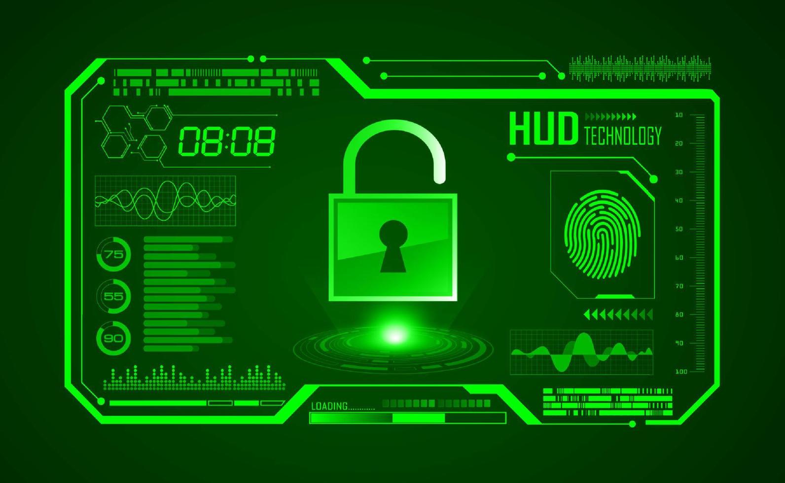 Modern HUD Technology Screen Background with lock vector