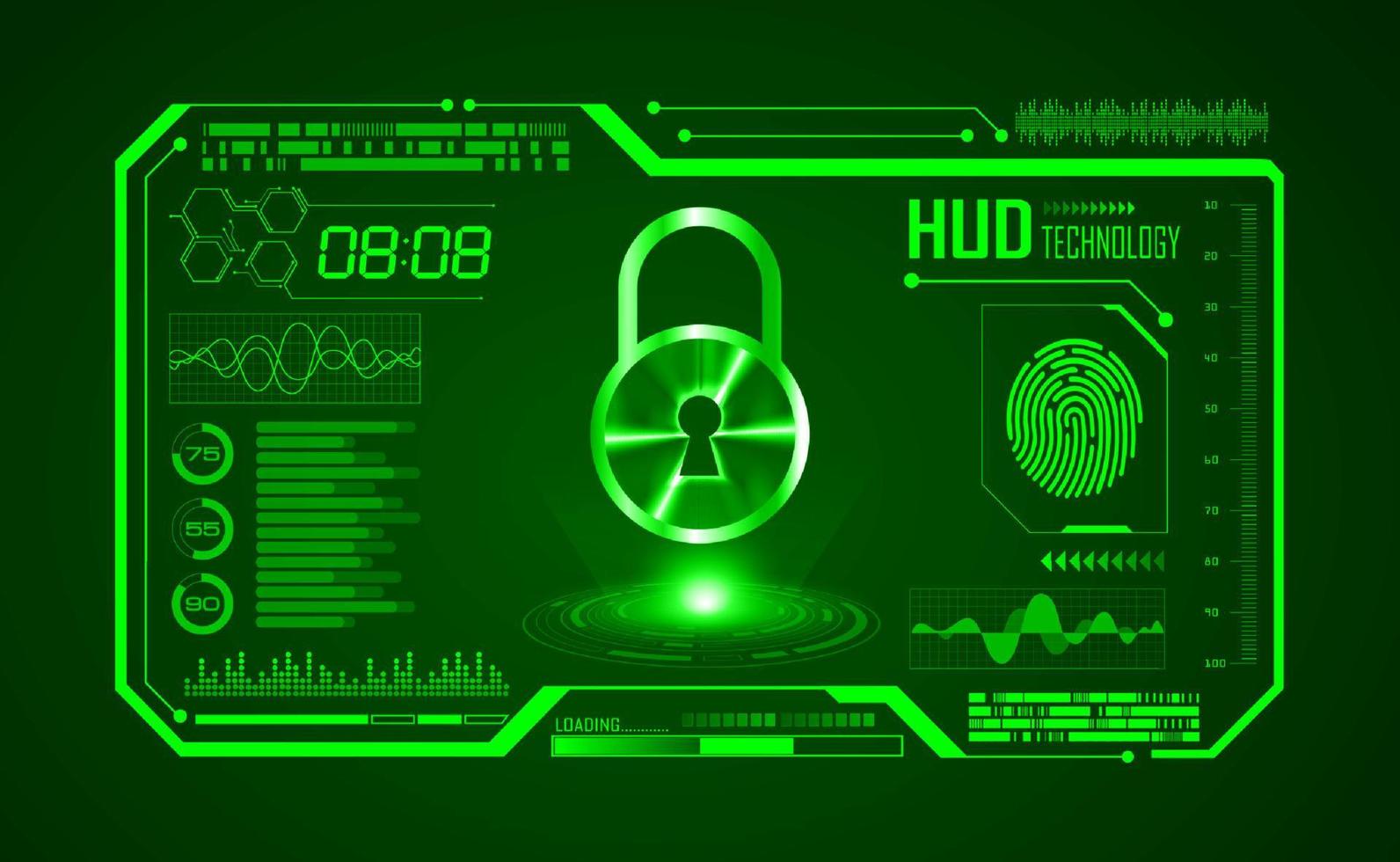 Modern HUD Technology Screen Background with lock vector