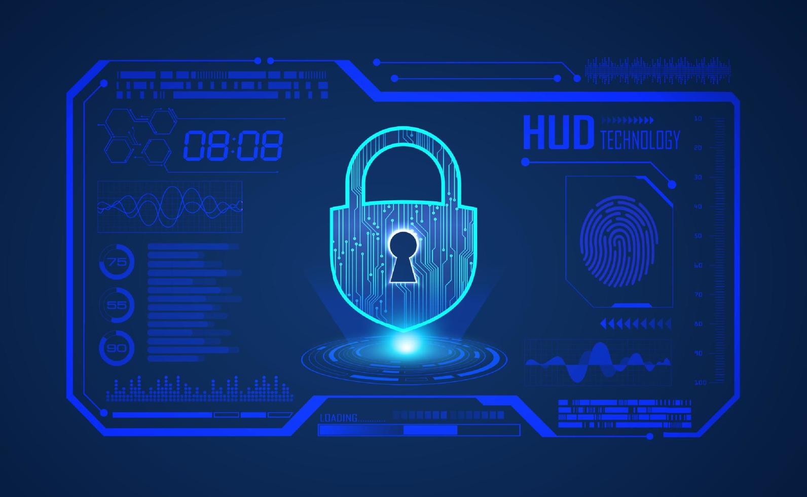 Modern HUD Technology Screen Background with lock vector