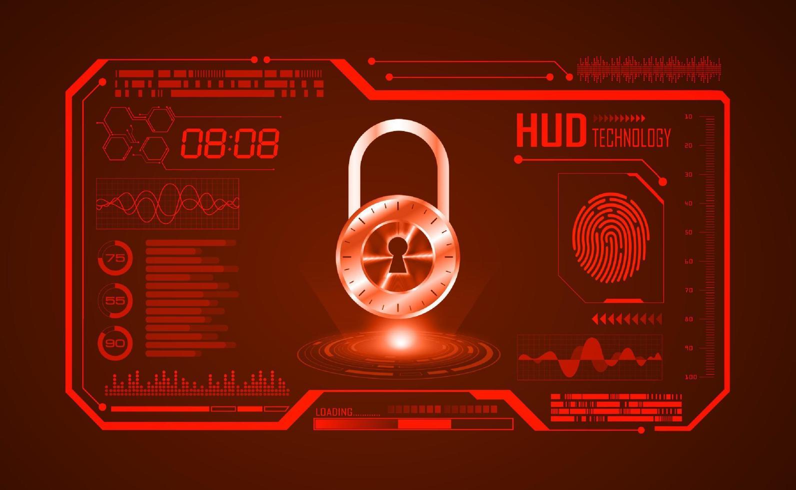 Modern HUD Technology Screen Background with lock vector