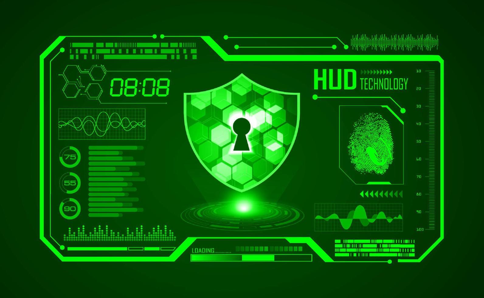 Modern HUD Technology Screen Background with lock vector