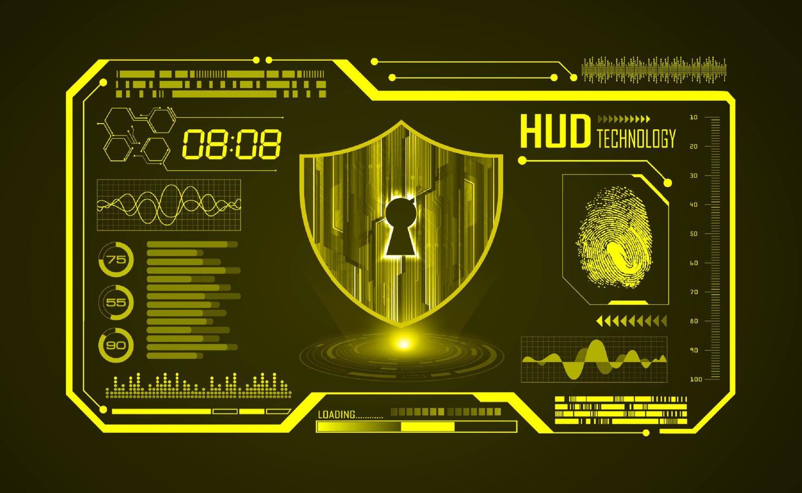 Modern HUD Technology Screen Background with lock vector