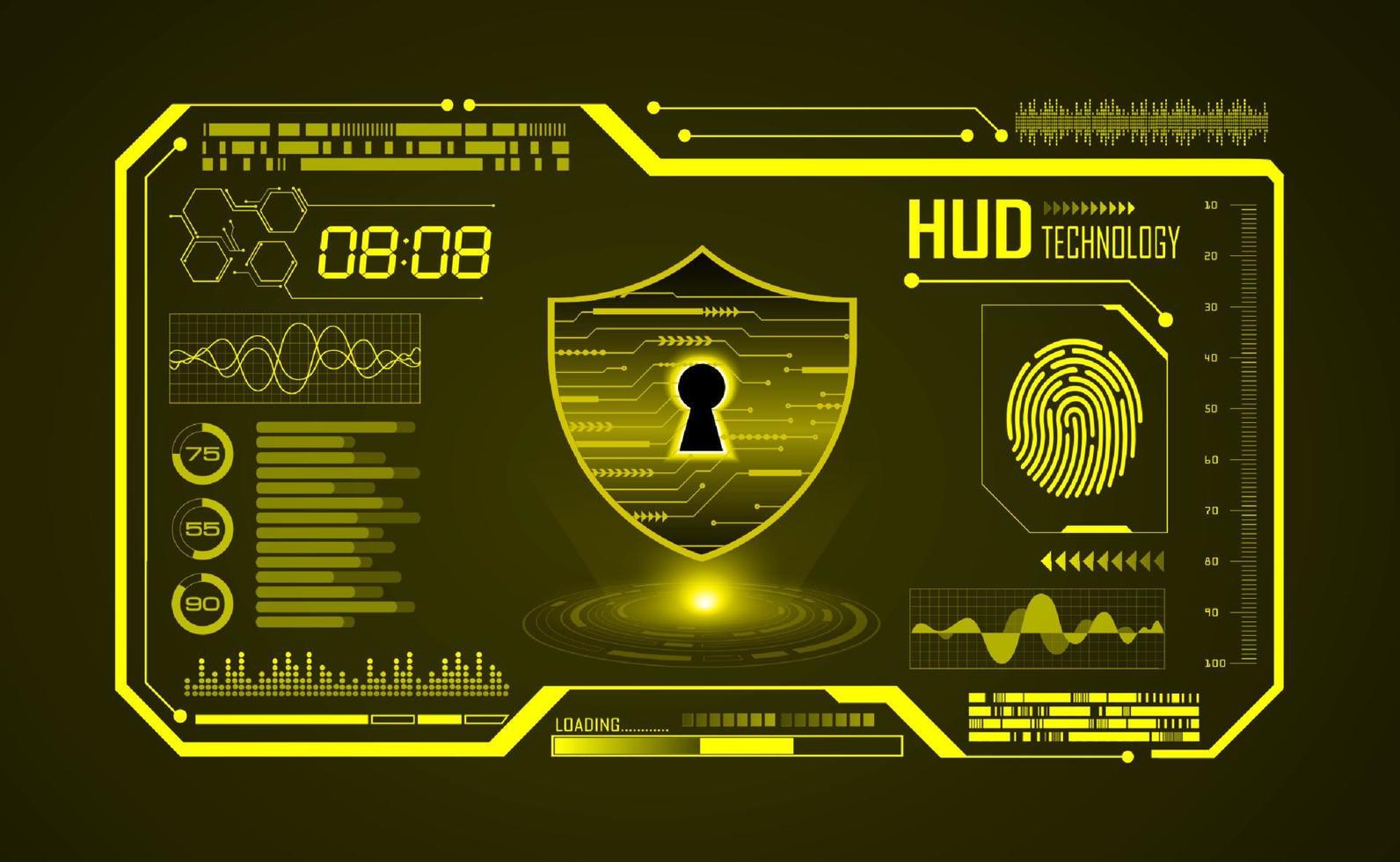 Modern HUD Technology Screen Background with lock vector