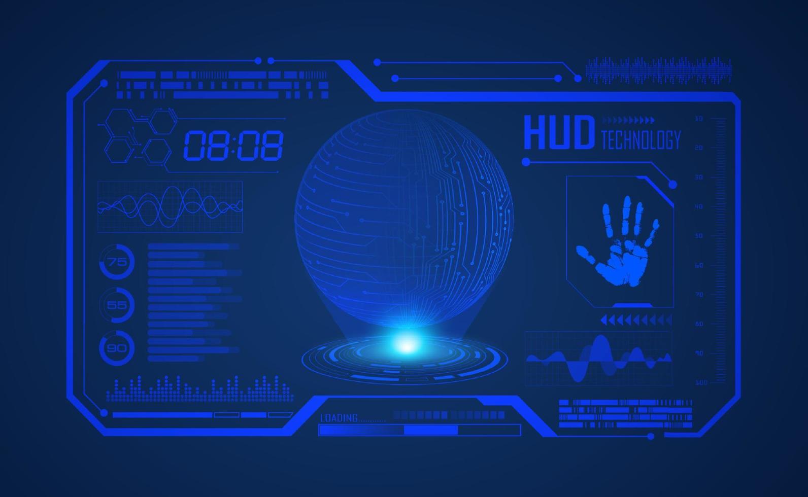 Modern HUD Technology Screen Background with globe vector