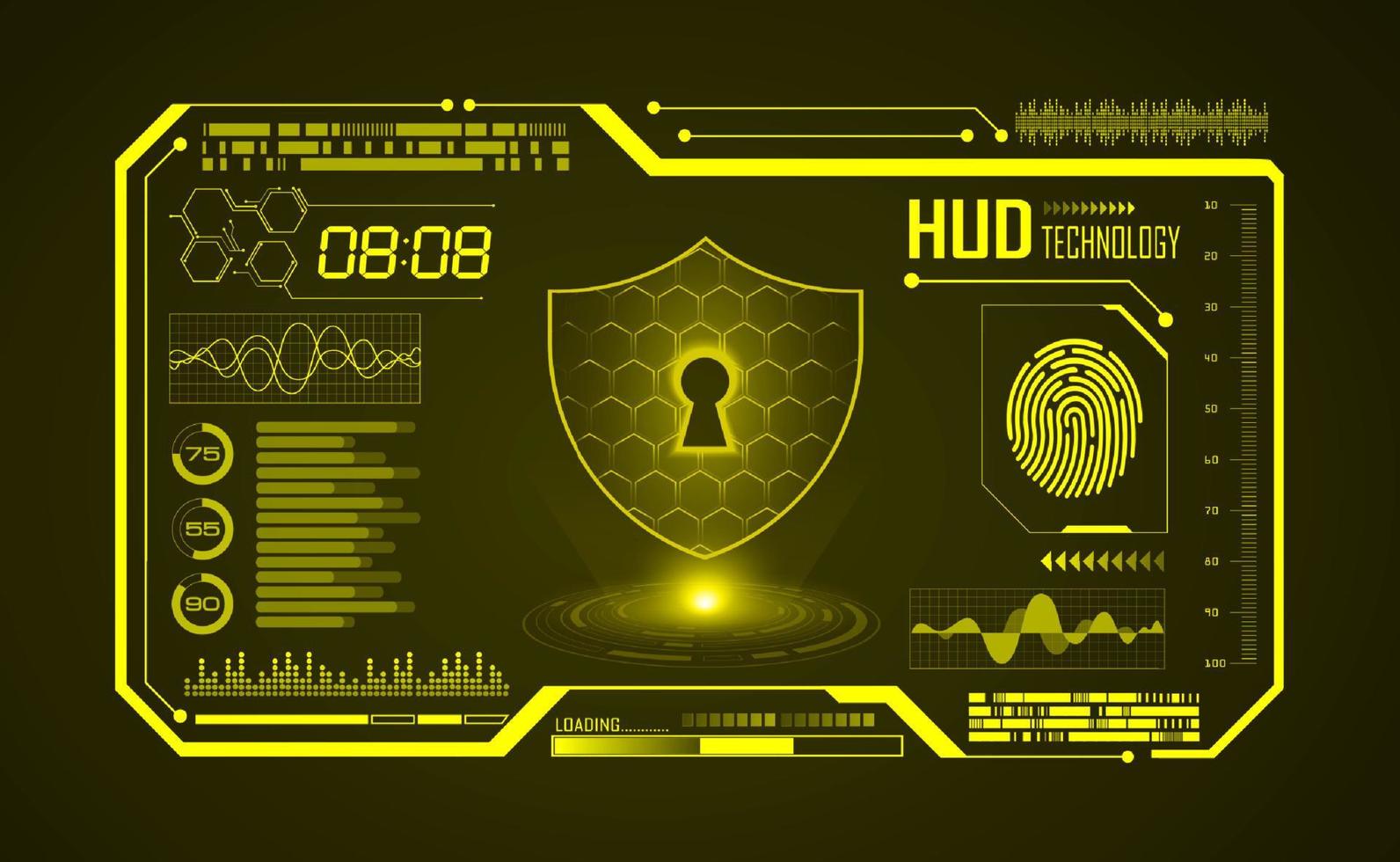 Modern HUD Technology Screen Background with lock vector