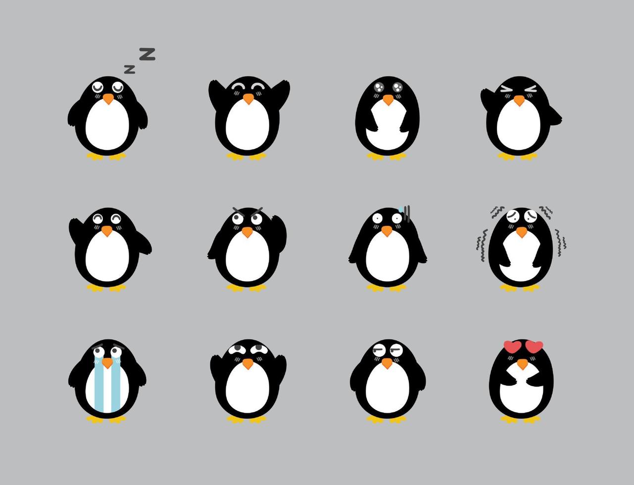 conjunto de caracteres de pingüino vector