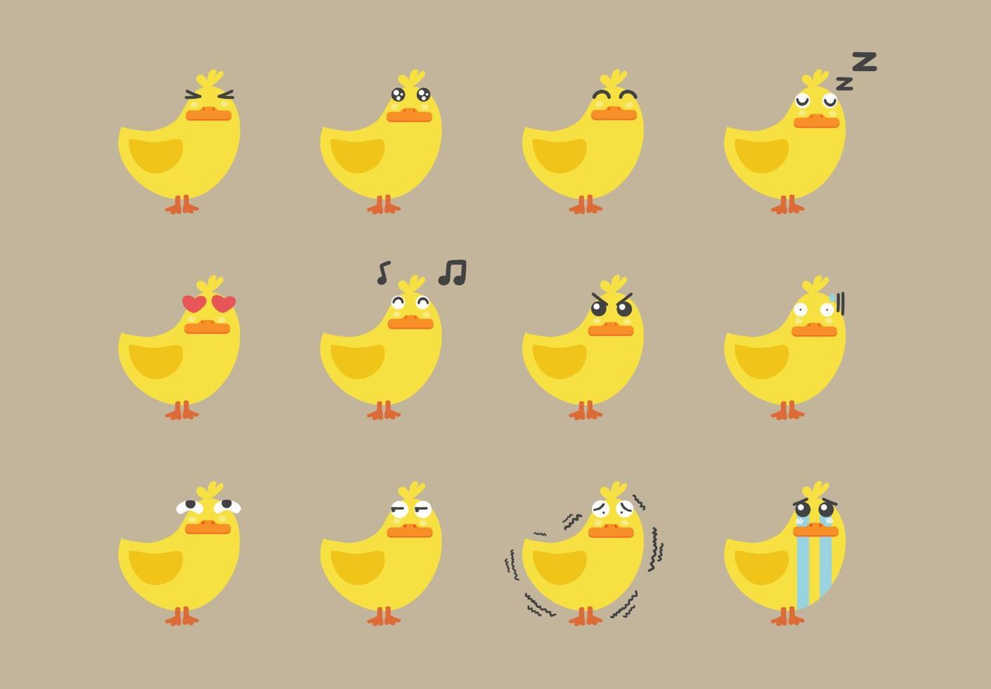 Cartoon duck emoji set vector