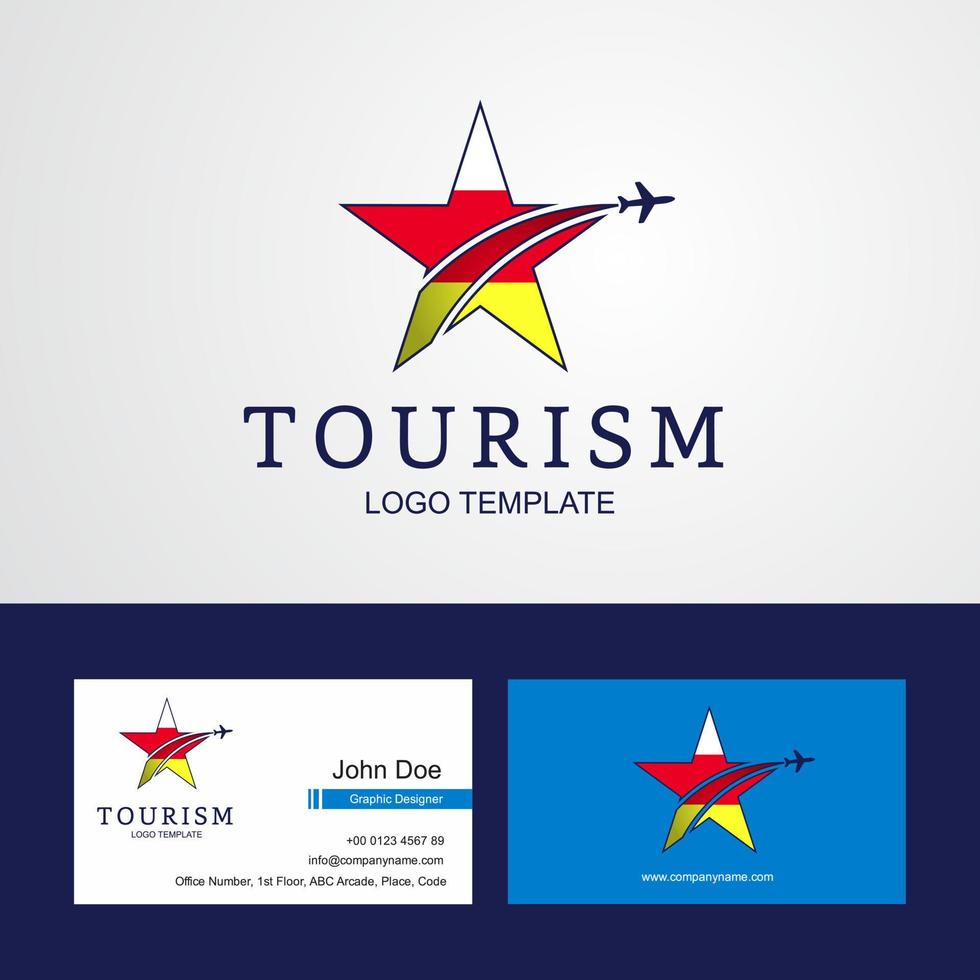viaje bandera de osetia del norte logotipo de estrella creativa y diseño de tarjeta de visita vector