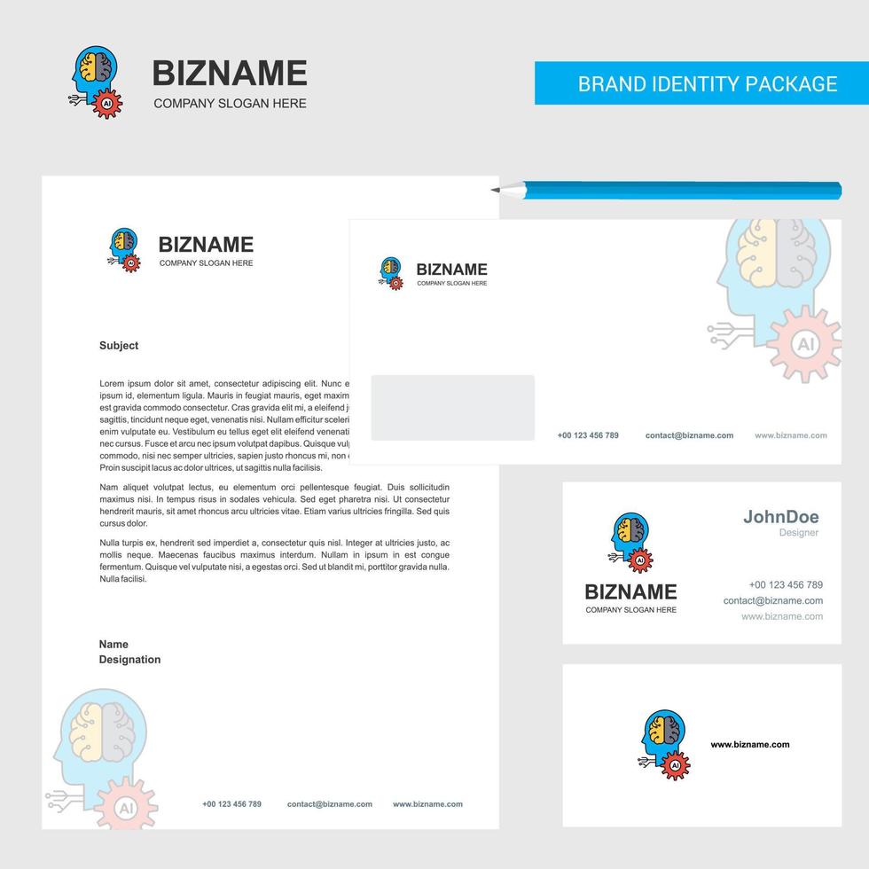 Artificial intelligence Business Letterhead Envelope and visiting Card Design vector template