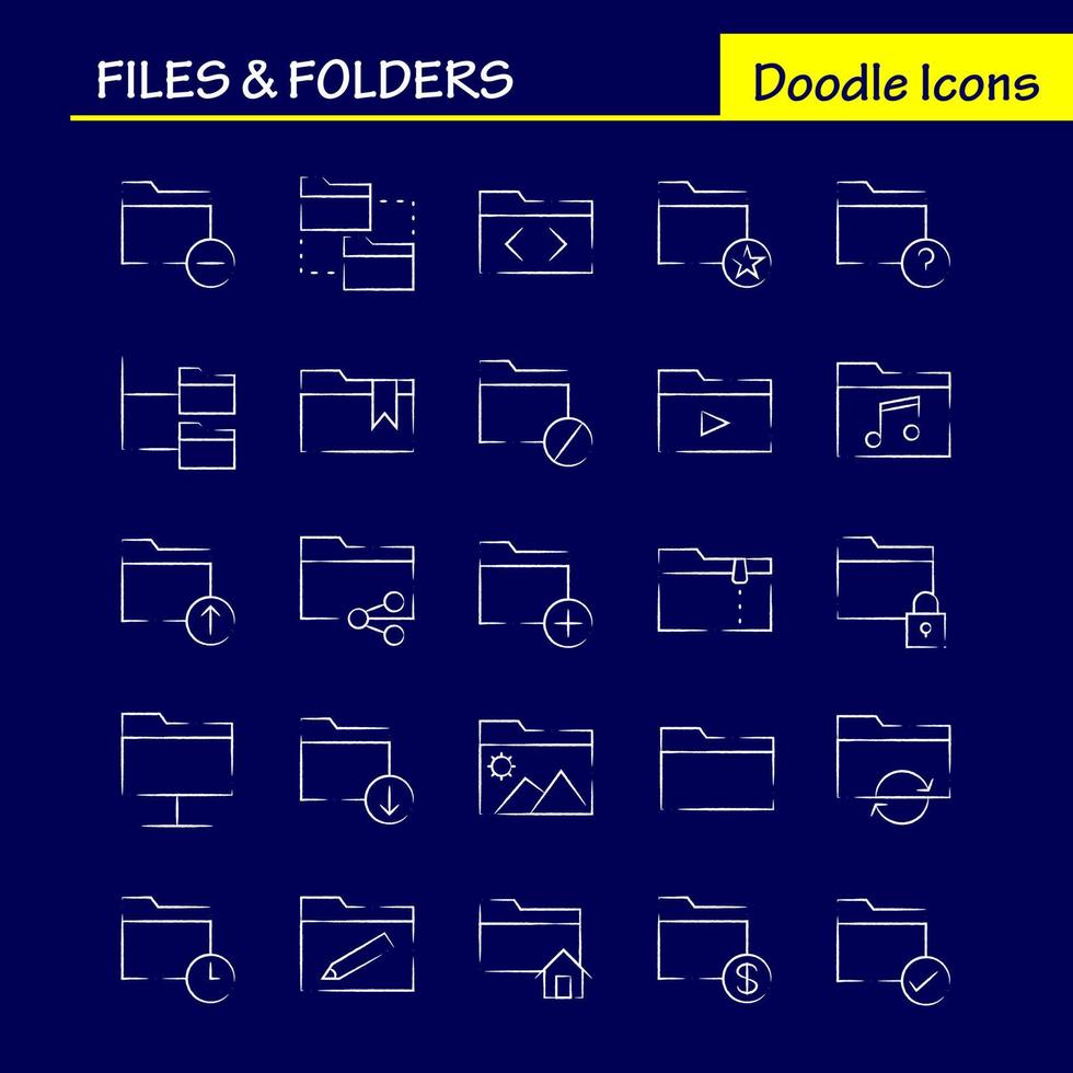 Files And Folders Hand Drawn Icon Pack For Designers And Developers Icons Of Connect Folder Network Files Edit Folder Pencil Write Vector
