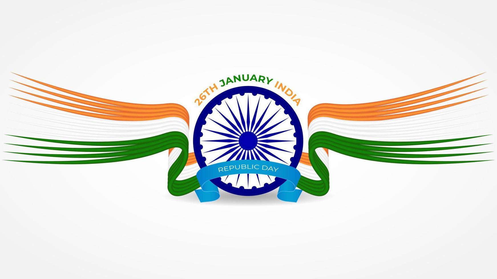 26th january india republic day greeting background vector
