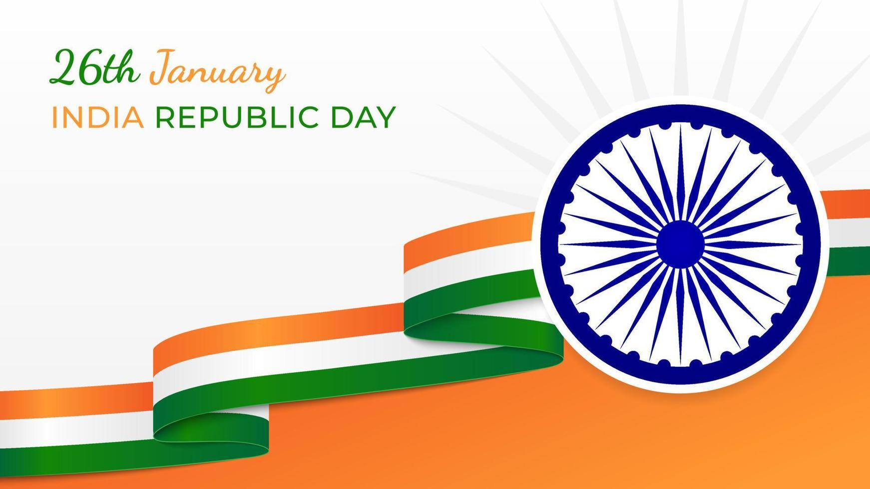 26th january india republic day greeting background vector