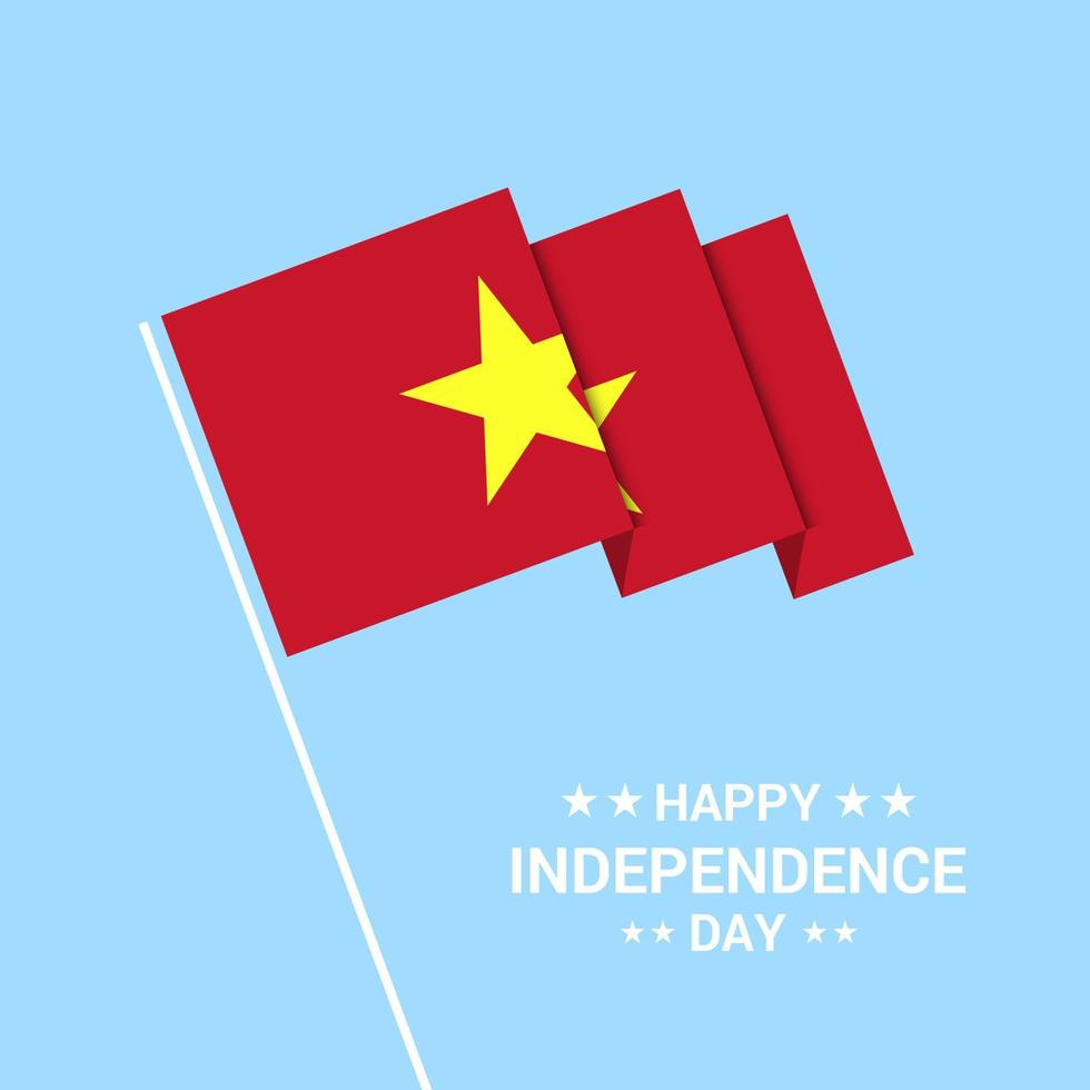 Vietnam Independence day typographic design with flag vector