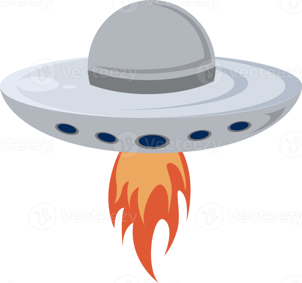 illustration of ufo flying with fire underneath png