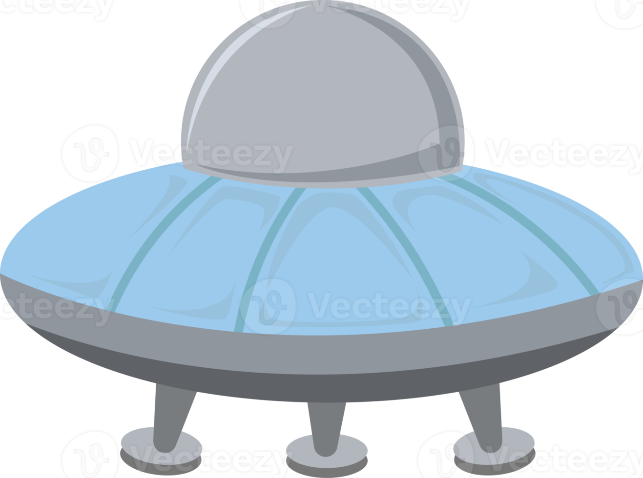 blue ufo cartoon illustration with three pole legs png