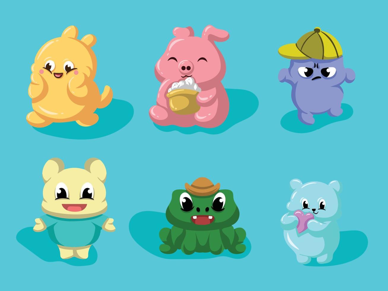 Cute Mascot Cartoon Vector Set Bundle