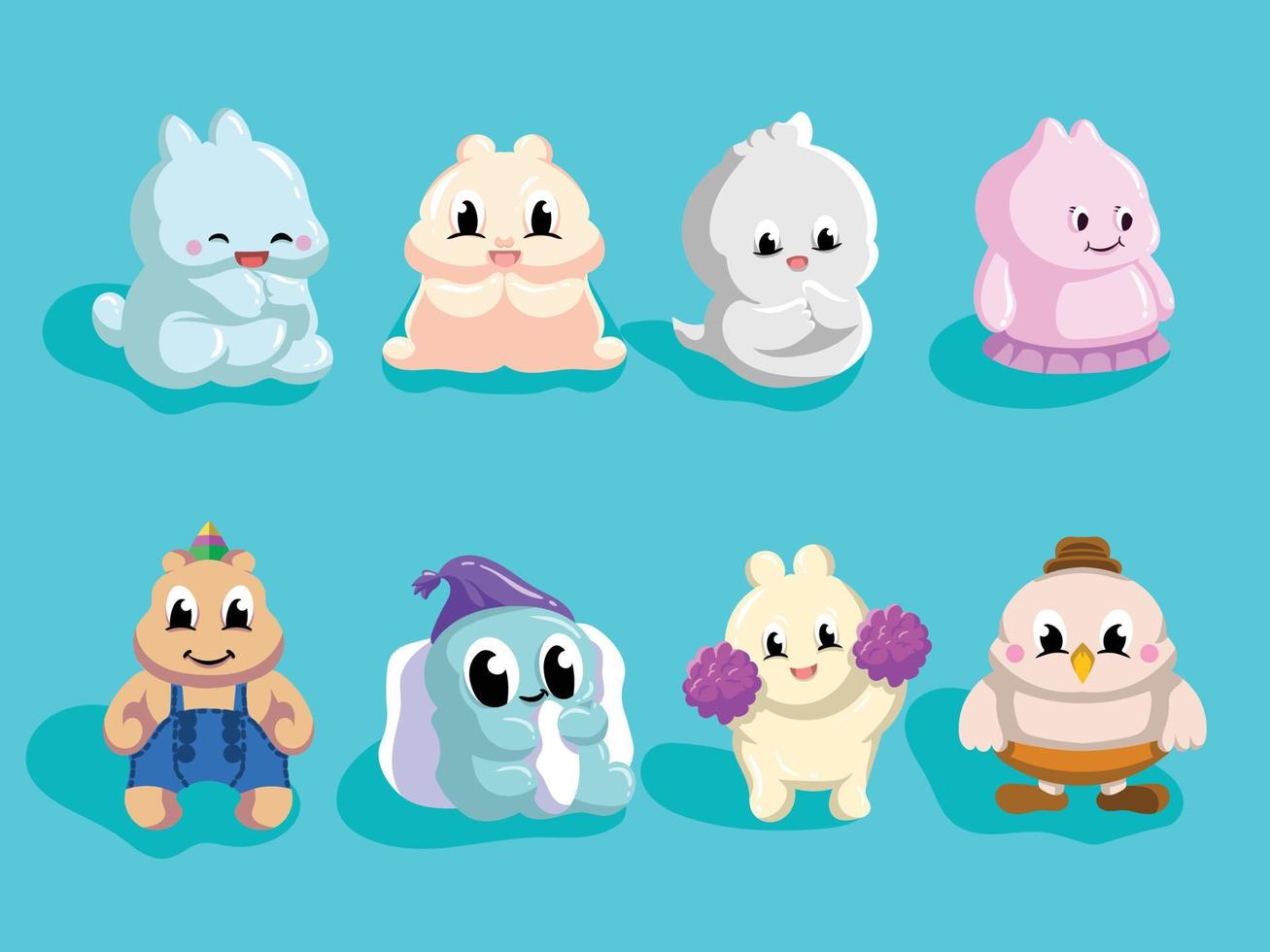 Cute Mascot Cartoon Vector Set Bundle