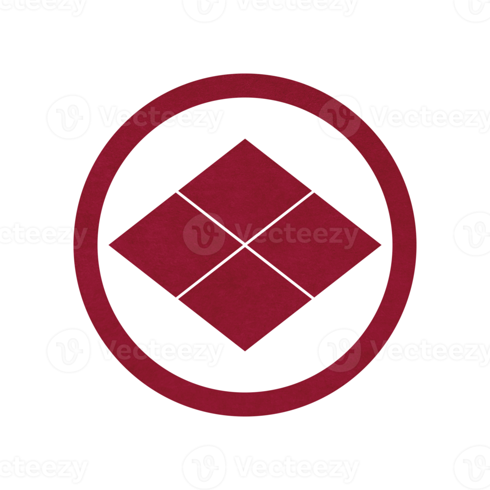 Red kamon with 4 lozenges in a circle png