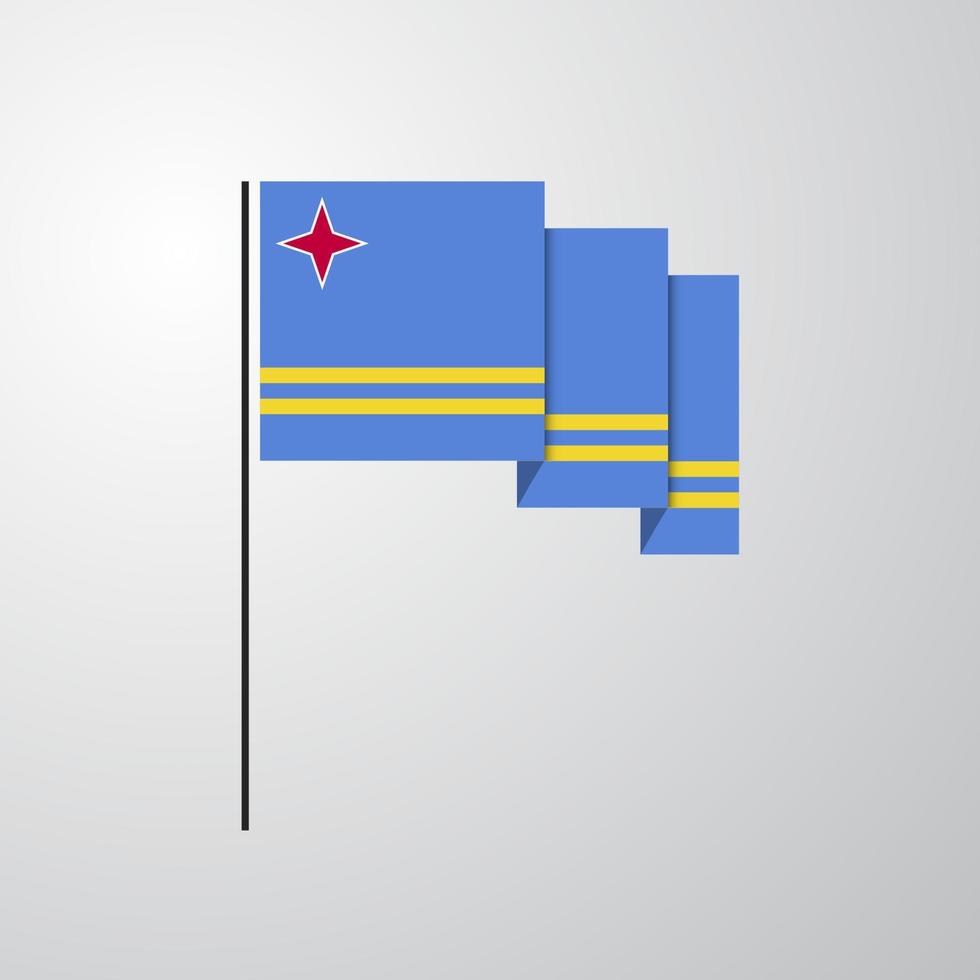 fondo creativo de bandera ondeante de aruba vector