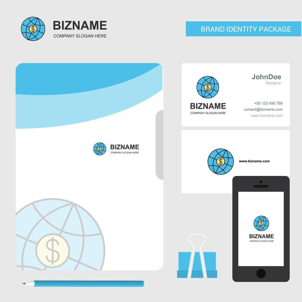 Globe Business Logo File Cover Visiting Card and Mobile App Design Vector Illustration